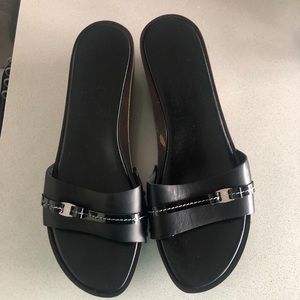 Salvatore Ferragamo Wedge Sandals Slide Wood Clogs